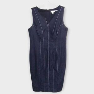 NY&Company Womens Dress Sz 16 Navy Sheath Stretch Professor Cottagecore Business